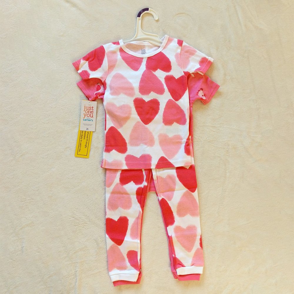 Girls 4pc Bunnies & Hearts Pajama Set